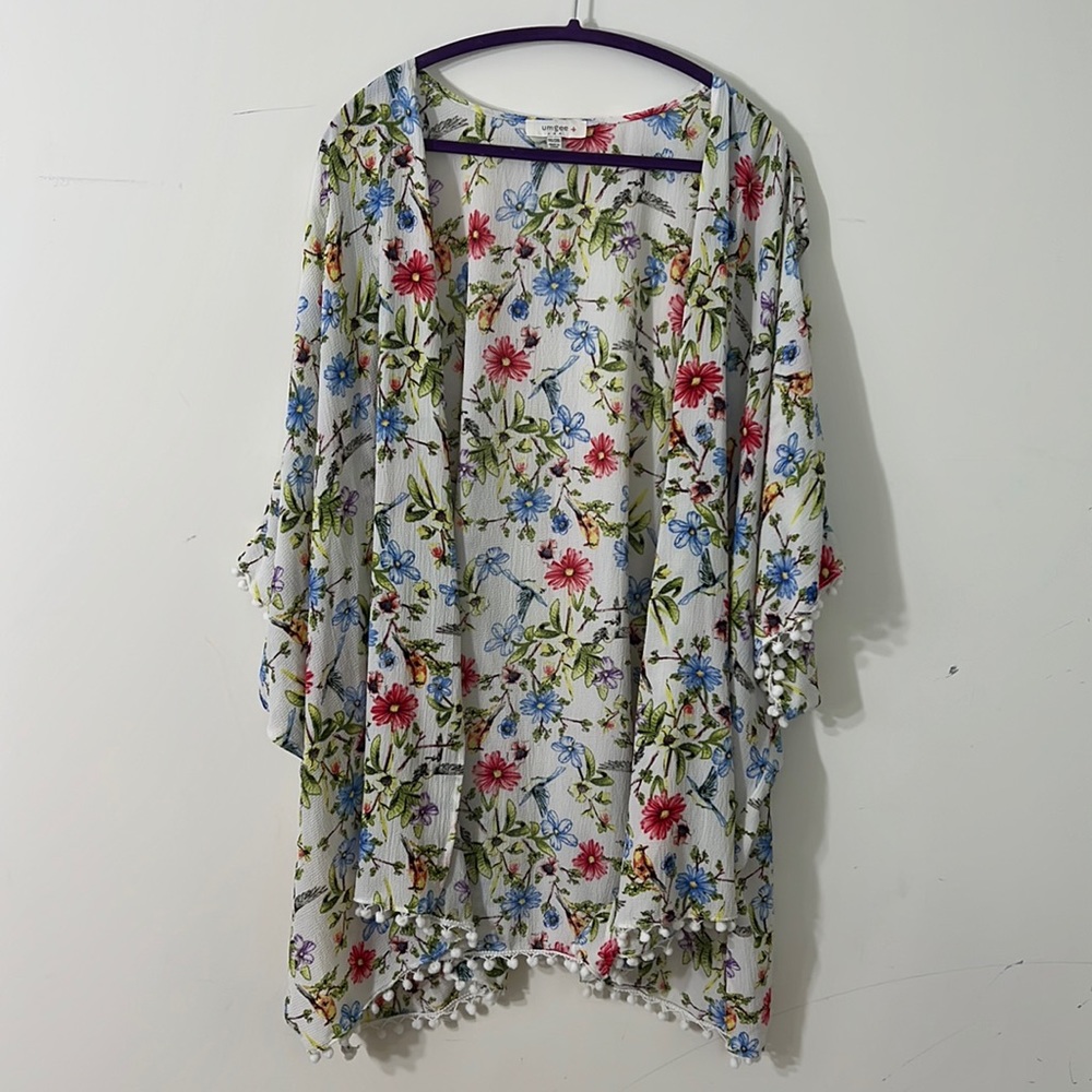 Plus Size Floral Kimono/Shawl 1XL/2XL
